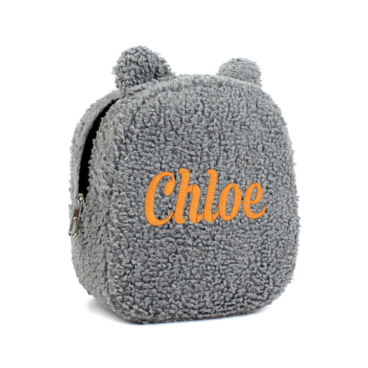 Personalized Grey Teddy Bear Small Backpack wokigi