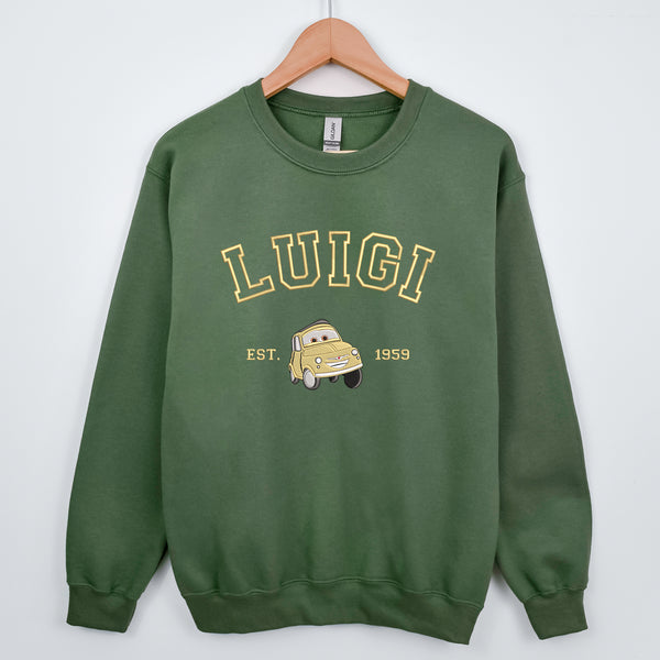 Personalized Disney Cars Luigi Embroidered Adult Sweatshirt wokigi