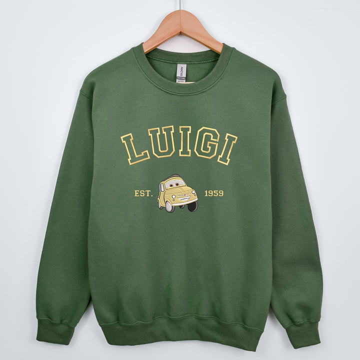 Personalized Disney Cars Luigi Embroidered Adult Sweatshirt wokigi