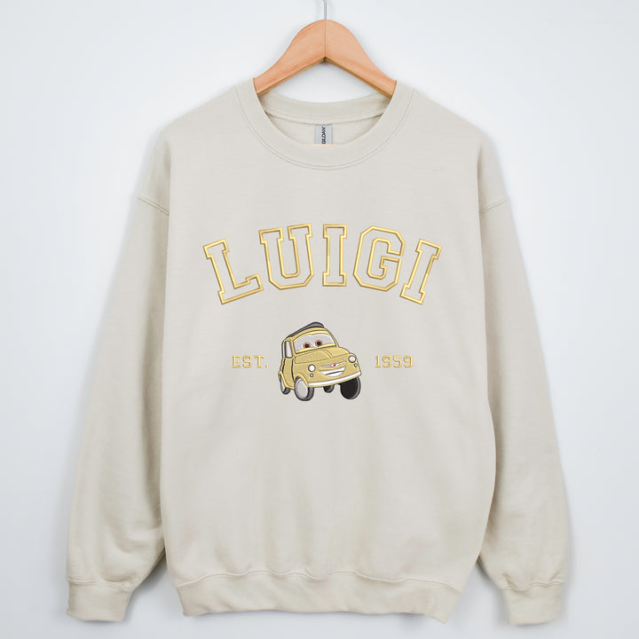 Personalized Disney Cars Luigi Embroidered Adult Sweatshirt wokigi