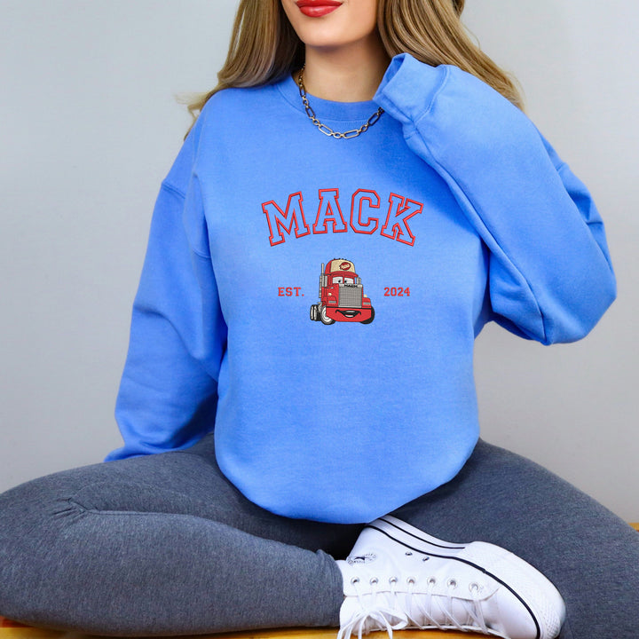 Personalized Disney Cars Mack Embroidered Adult Sweatshirt wokigi