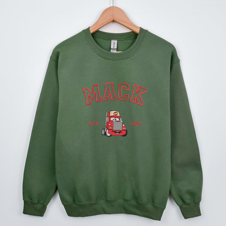 Personalized Disney Cars Mack Embroidered Adult Sweatshirt wokigi