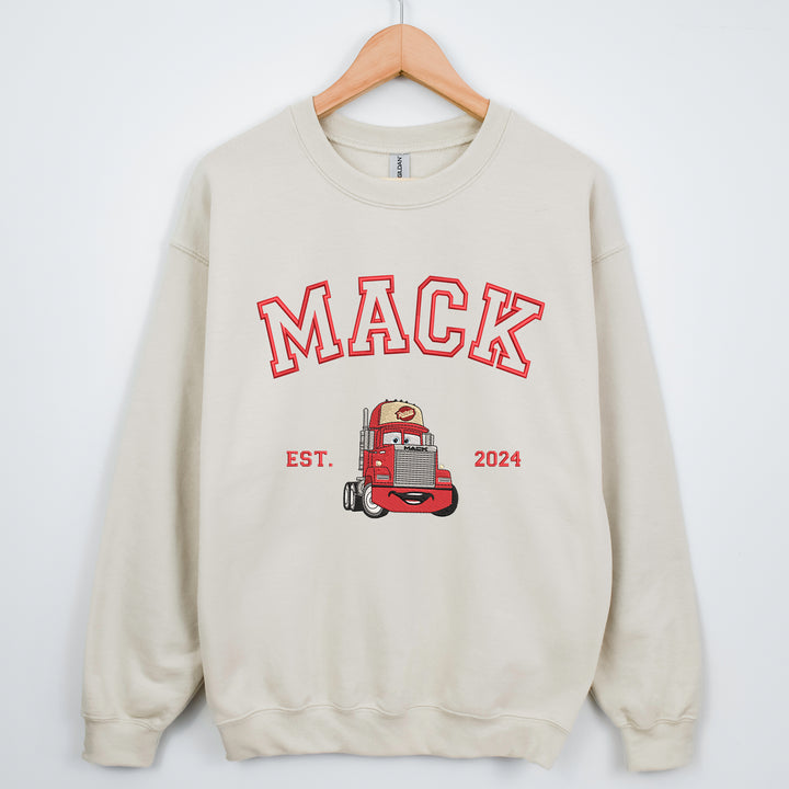 Personalized Disney Cars Mack Embroidered Adult Sweatshirt wokigi