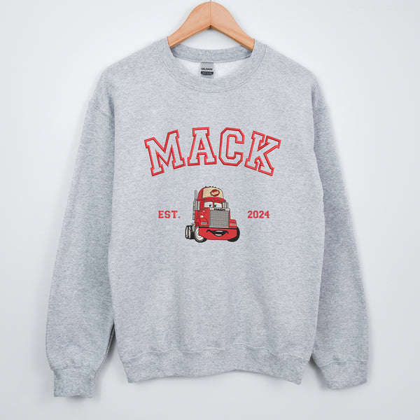 Personalized Disney Cars Mack Embroidered Adult Sweatshirt wokigi