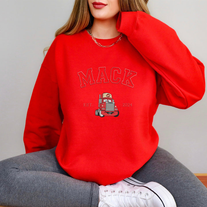 Personalized Disney Cars Mack Embroidered Adult Sweatshirt wokigi