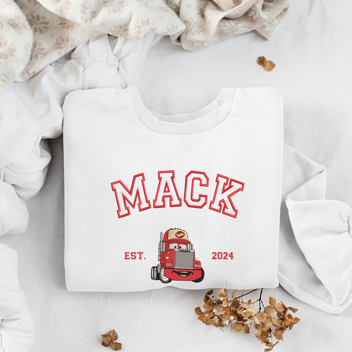 Personalized Disney Cars Mack Embroidered Adult Sweatshirt wokigi