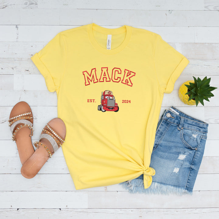 Personalized Disney Cars Mack Embroidered Adult T-shirt wokigi