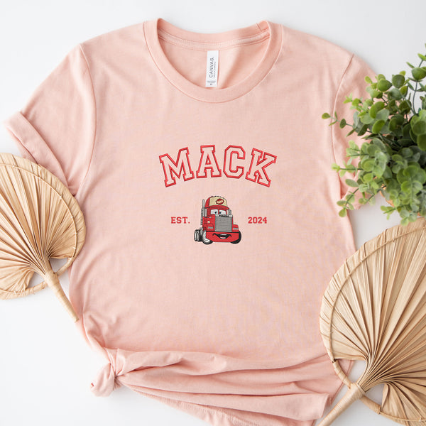 Personalized Disney Cars Mack Embroidered Adult T-shirt wokigi