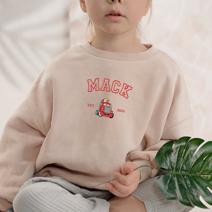 Personalized Disney Cars Mack Embroidered Youth Sweatshirt wokigi