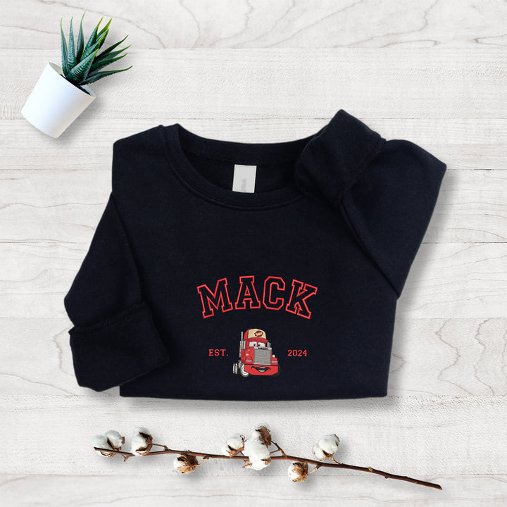 Personalized Disney Cars Mack Embroidered Youth Sweatshirt wokigi