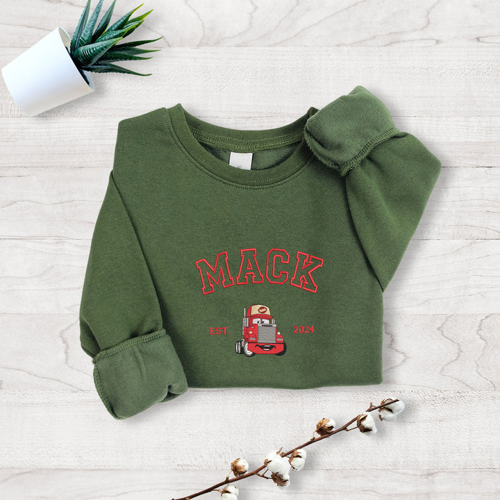 Personalized Disney Cars Mack Embroidered Youth Sweatshirt wokigi