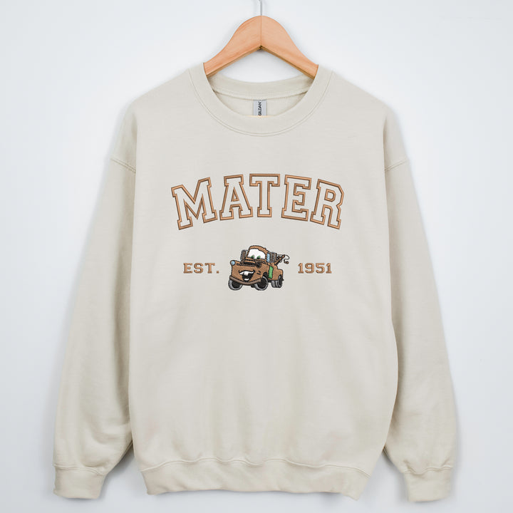 Personalized Disney Cars Mater Embroidered Adult Sweatshirt wokigi