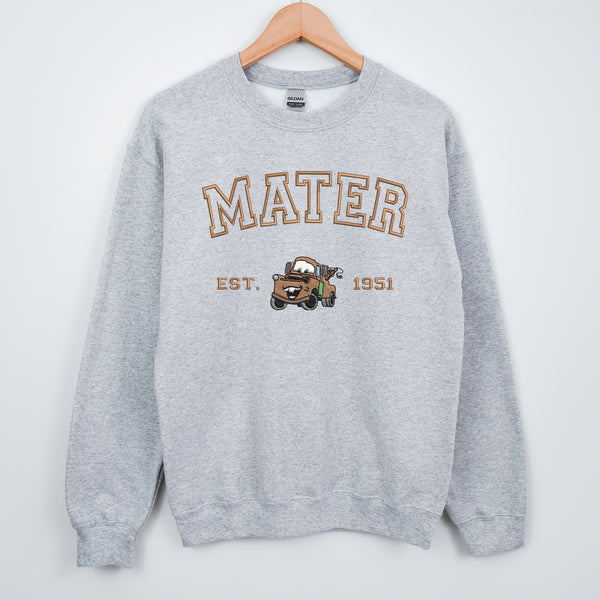 Personalized Disney Cars Mater Embroidered Adult Sweatshirt wokigi