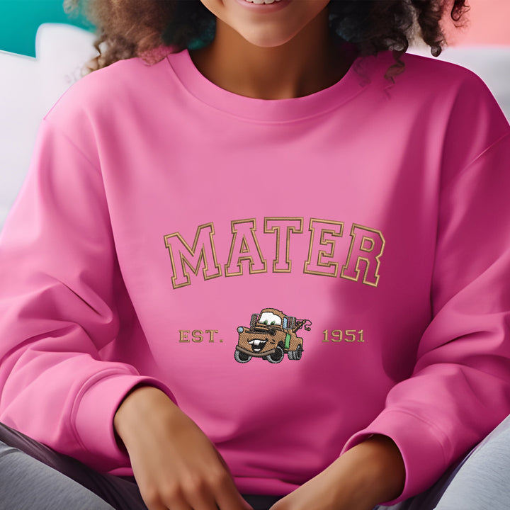 Personalized Disney Cars Mater Embroidered Adult Sweatshirt wokigi