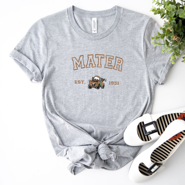 Personalized Disney Cars Mater Embroidered Adult T-shirt wokigi