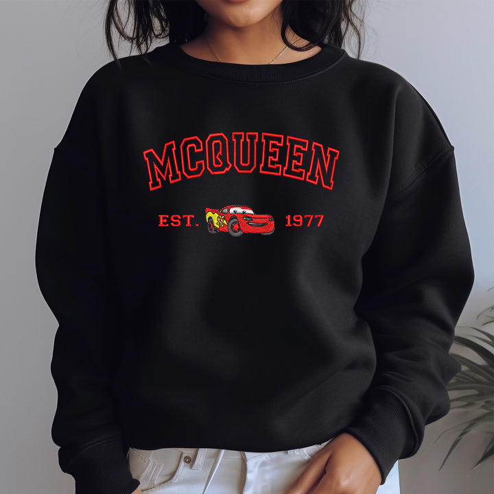 Personalized Disney Cars McQueen Embroidered Adult Sweatshirt wokigi