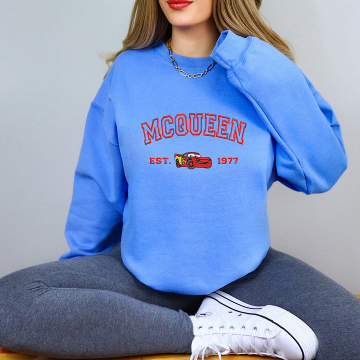 Personalized Disney Cars McQueen Embroidered Adult Sweatshirt wokigi