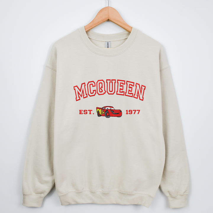 Personalized Disney Cars McQueen Embroidered Adult Sweatshirt wokigi