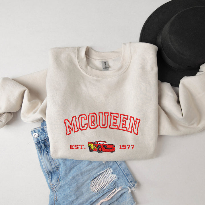 Personalized Disney Cars McQueen Embroidered Adult Sweatshirt wokigi