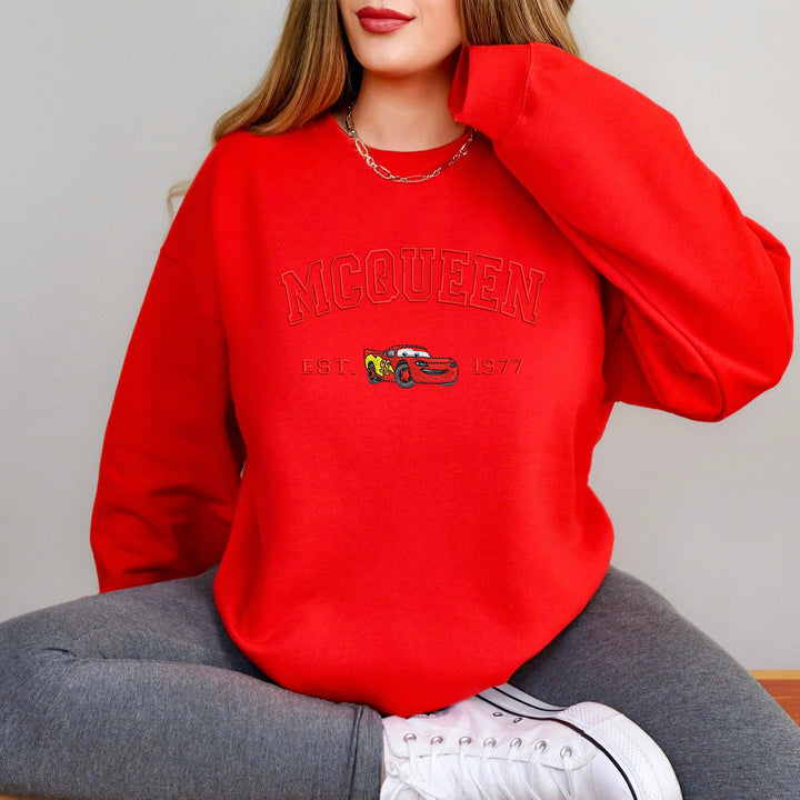 Personalized Disney Cars McQueen Embroidered Adult Sweatshirt wokigi