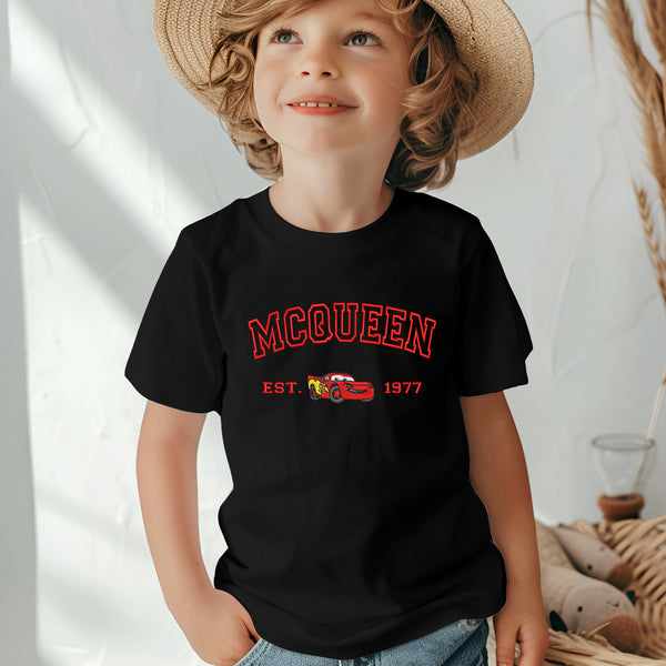 Personalized Disney McQueen  Embroidered Youth T-shirt wokigi