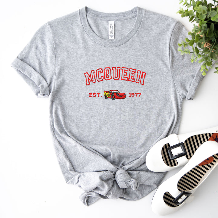 Personalized Disney Cars McQueen Embroidered Adult T-shirt wokigi