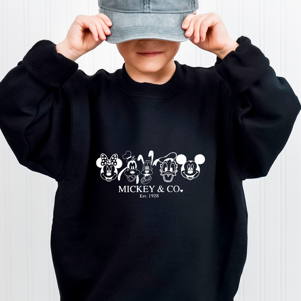 Mickey Minnie Donald Friends Retro Trip Youth Sweatshirt