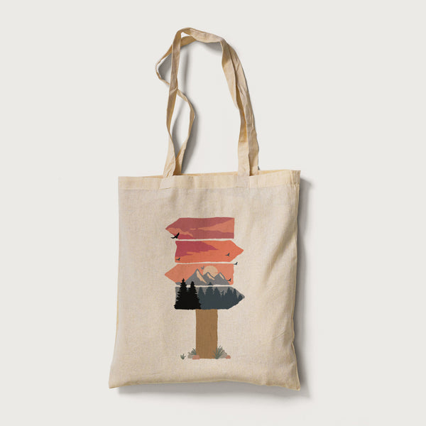 Mountain signboard Tote Bag