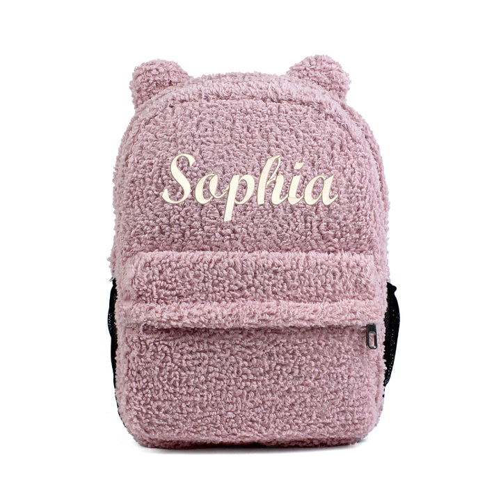 Personalized Large Powder Pink Teddy Backpack for School Kid wokigi