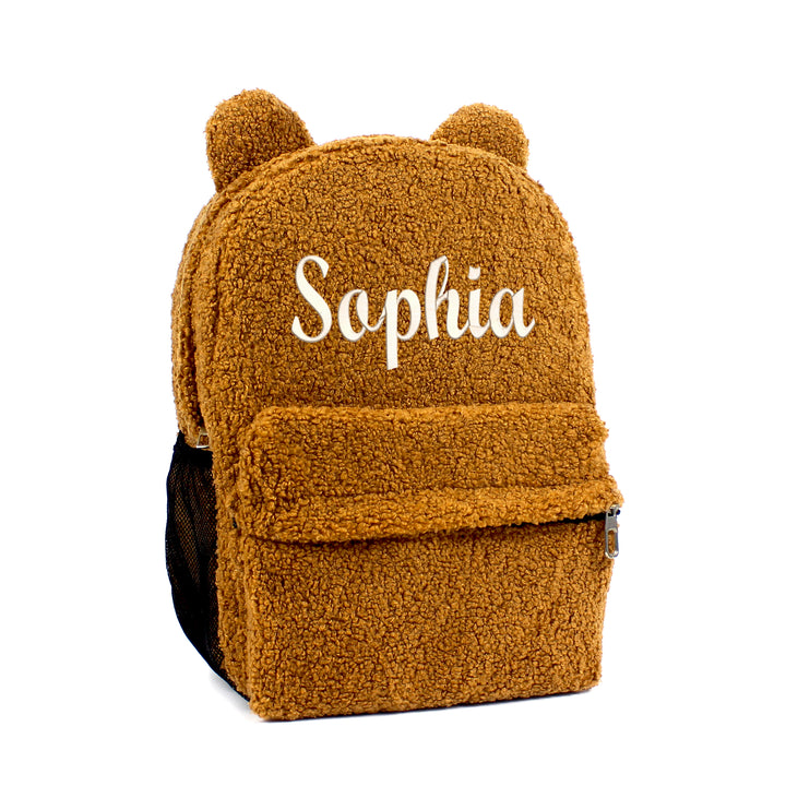 Personalized Large Light Brown Teddy Backpack for School Kid wokigi