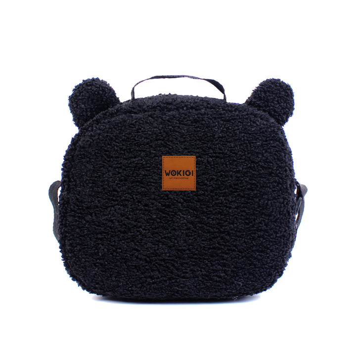 Personalized Black Teddy Plush Kids Lunch Bag wokigi