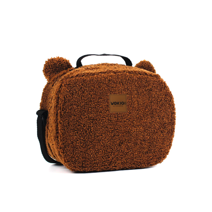 Personalized Brown Teddy Plush Kids Lunch Bag wokigi