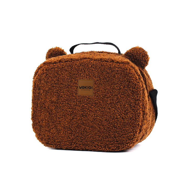 Personalized Brown Teddy Plush Kids Lunch Bag wokigi