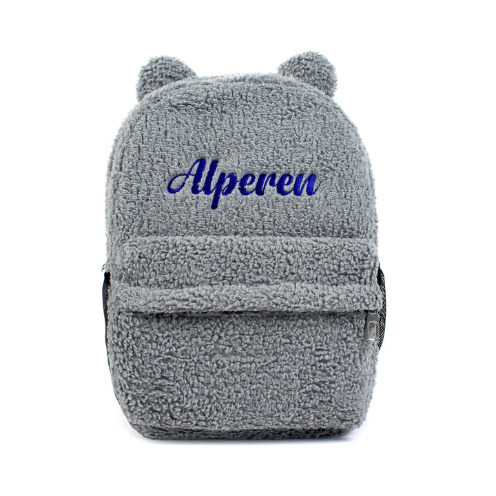 Personalized Large Grey Teddy Bear Backpack for School Kids wokigi