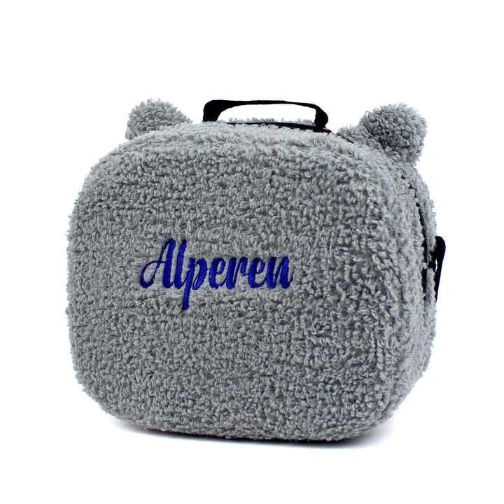 Personalized Grey Teddy Bear Backpack & Lunch Bag Set wokigi