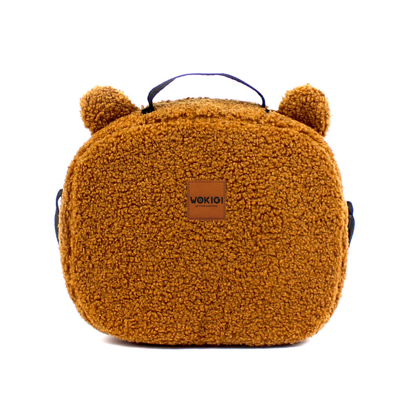 Personalized Light Brown Teddy Plush Kids Lunch Bag wokigi