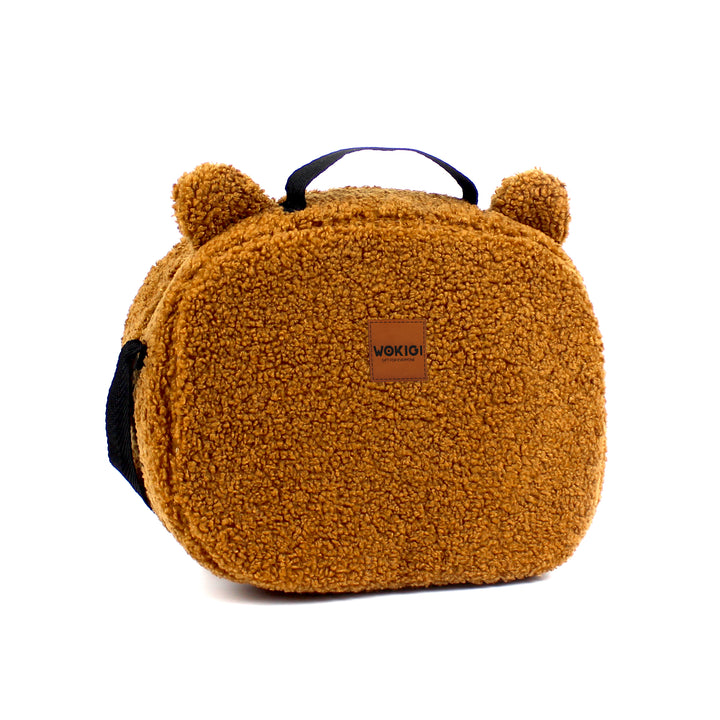 Personalized Light Brown Teddy Plush Kids Lunch Bag wokigi