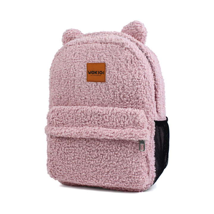 Personalized Large Powder Pink Teddy Backpack for School Kid wokigi