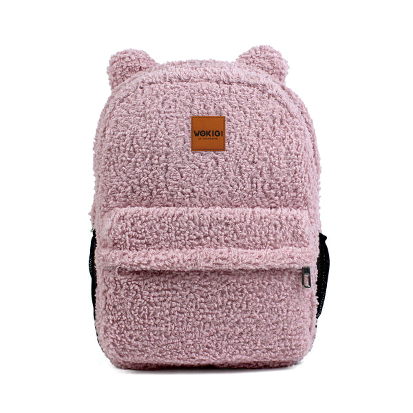 Personalized Large Powder Pink Teddy Backpack for School Kid wokigi