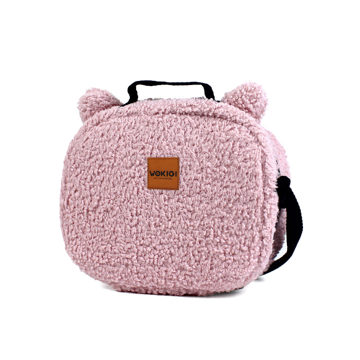 Personalized Pink Teddy Plush Kids Lunch Bag wokigi