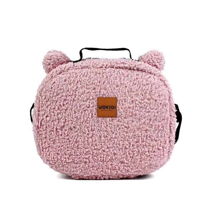 Personalized Pink Teddy Plush Kids Lunch Bag wokigi