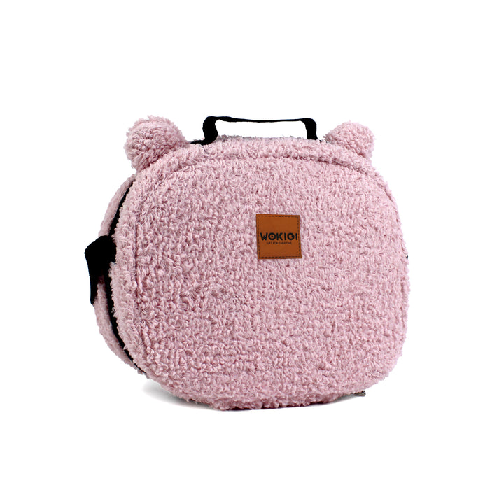 Personalized Pink Teddy Plush Kids Lunch Bag wokigi