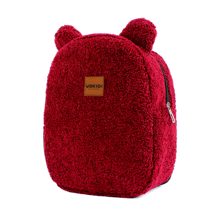 Personalized Claret Red Teddy Bear Kids Medium Backpack wokigi