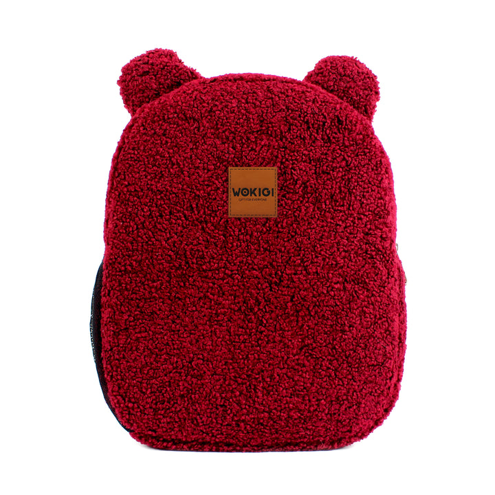 Personalized Claret Red Teddy Bear Kids Medium Backpack wokigi