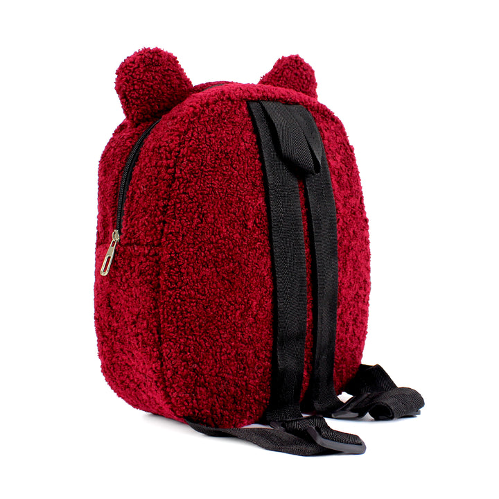 Personalized Claret Red Teddy Bear Kids Medium Backpack wokigi