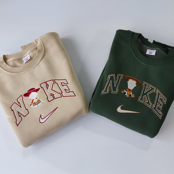 Personalized Toy Story Woody & Jessie Couple Nike Embroidered Sweatshirt