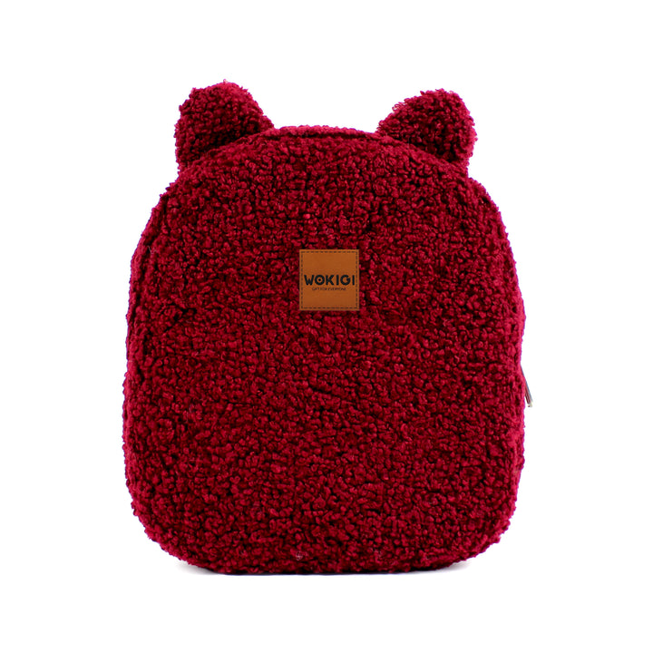 Personalized Claret Red Teddy Bear Small Backpack wokigi