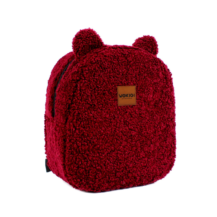 Personalized Claret Red Teddy Bear Small Backpack wokigi