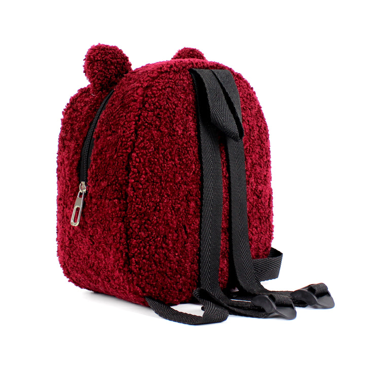 Personalized Claret Red Teddy Bear Small Backpack wokigi