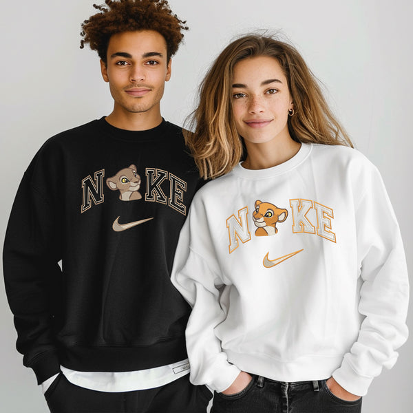 Personalized Simba & Nala Couple Nike Embroidered Adult Sweatshirt